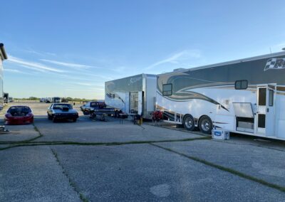 A spacious RV parked in a lot.